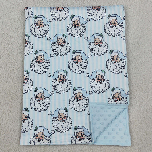 Baby Boys Blankets Blue Stripe Santa Christmas Blankets BL0256