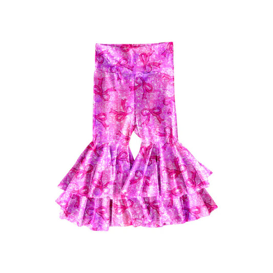 Preorder(moq 5) Baby Girls Hot Pink Bows Ruffle Bell Bottom Pants 11.14