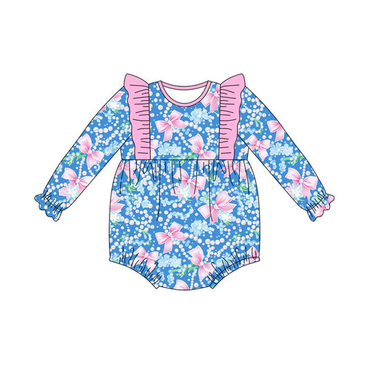 Preorder (moq 8)Baby Girls Flowers Bows Ruffle Rompers 9.27