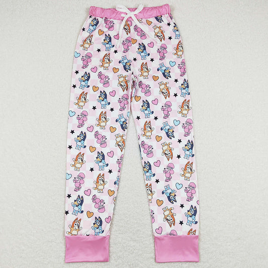 Adult Women Pants Valentines Pink Dogs Hearts Pants Pajamas P0393