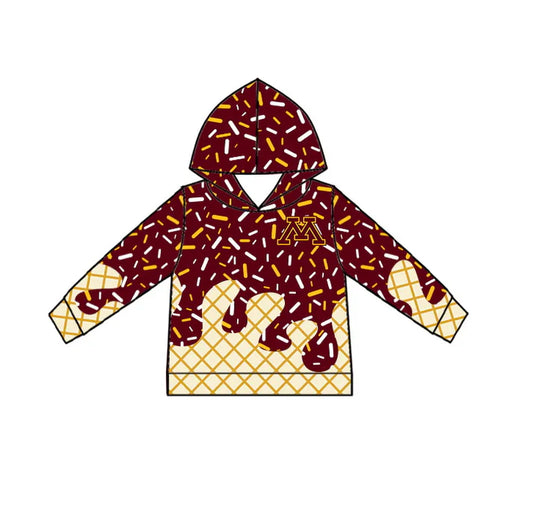 Preorder(moq 5) maroon orange ice cream sprinkle toddler kids team hoodie 8.19