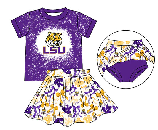 Preorder moq 5 tiger bleached top bow skirt girls team outfits 8.23