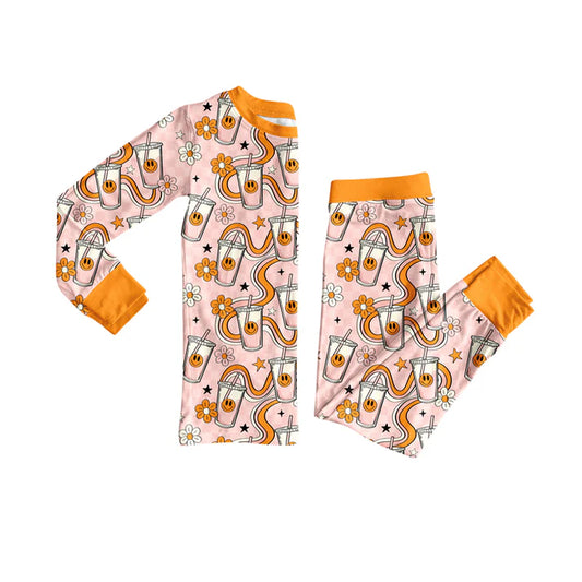 Preorder (moq 5)Baby Girls Long Sleeves Smiles Flowers Top Pant Pajamas Set 8.4