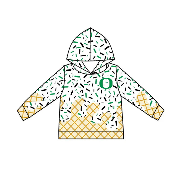 Preorder(moq 5) O green ice cream sprinkle toddler kids team hoodie 8.19