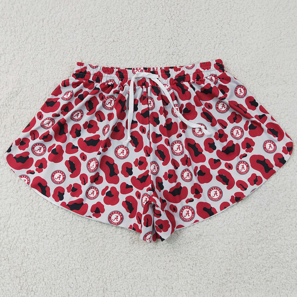 Adult Women Shorts Red Leopard Alabama Team Yoga Active Butterfly Shorts Bottoms SS0807