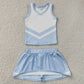 Baby Girls Clothes Light Blue White Stripe Vest Skirt Shorts Team Yoga Active Clothes Sets GSD4188