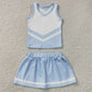 Baby Girls Clothes Light Blue White Stripe Vest Skirt Shorts Team Yoga Active Clothes Sets GSD4188