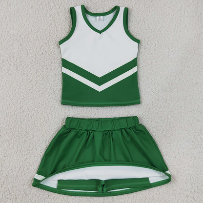 Baby Girls Clothes Green White Stripe Vest Skirt Shorts Team Yoga Active Clothes Sets GSD4191