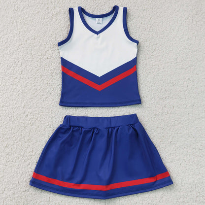 Baby Girls Clothes Navy Red Stripe Vest Skirt Shorts Team Yoga Active Clothes Sets GSD4202