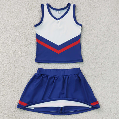 Baby Girls Clothes Navy Red Stripe Vest Skirt Shorts Team Yoga Active Clothes Sets GSD4202