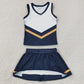 Baby Girls Clothes Navy Gold Stripe Vest Skirt Shorts Team Yoga Active Clothes Sets GSD4189