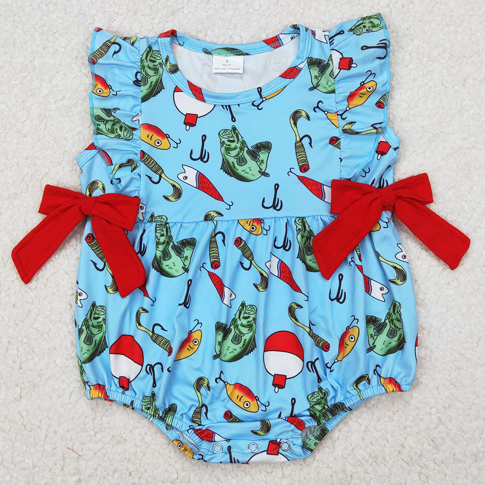 Baby Infant Girls Rompers Fishing Bows Ruffles Rompers SR2708 3.24