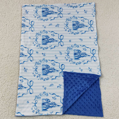 Baby Kids Blankets Blue Stripe Bows Castles Blankets BL0247