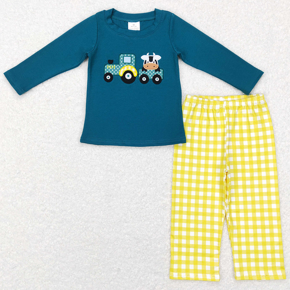 Boutique Baby Boys Clothes Green Tractor Farm Pants Sets BLP0196