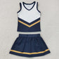 Baby Girls Clothes Navy Gold Stripe Vest Skirt Shorts Team Yoga Active Clothes Sets GSD4189