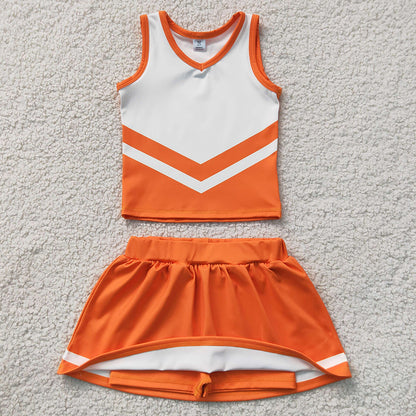 Baby Girls Clothes Orange White Stripe Vest Skirt Shorts Team Yoga Active Clothes Sets GSD4199