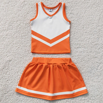 Baby Girls Clothes Orange White Stripe Vest Skirt Shorts Team Yoga Active Clothes Sets GSD4199