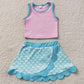 Baby Girls Clothes Pink Aqua Vest Mermaid Scallop Skirt Short Yoga Active Clothes Set GSD4083