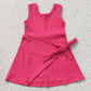 Baby Girls Dress Hot Pink Sleeveless Bows Yoga Active Short Knee Length Dress GSD3878