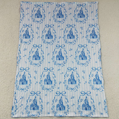 Baby Kids Blankets Blue Stripe Bows Castles Blankets BL0247