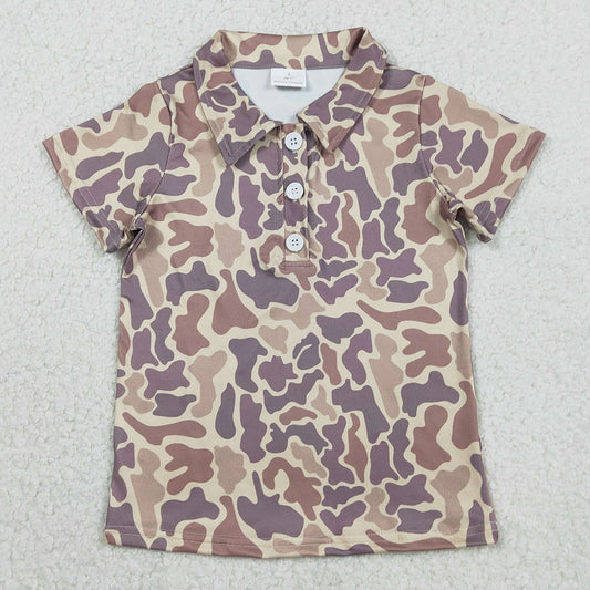 Baby Boys Clothes Short Sleeve Southern Khaki Camo Button Polo Shirts Top BT1701