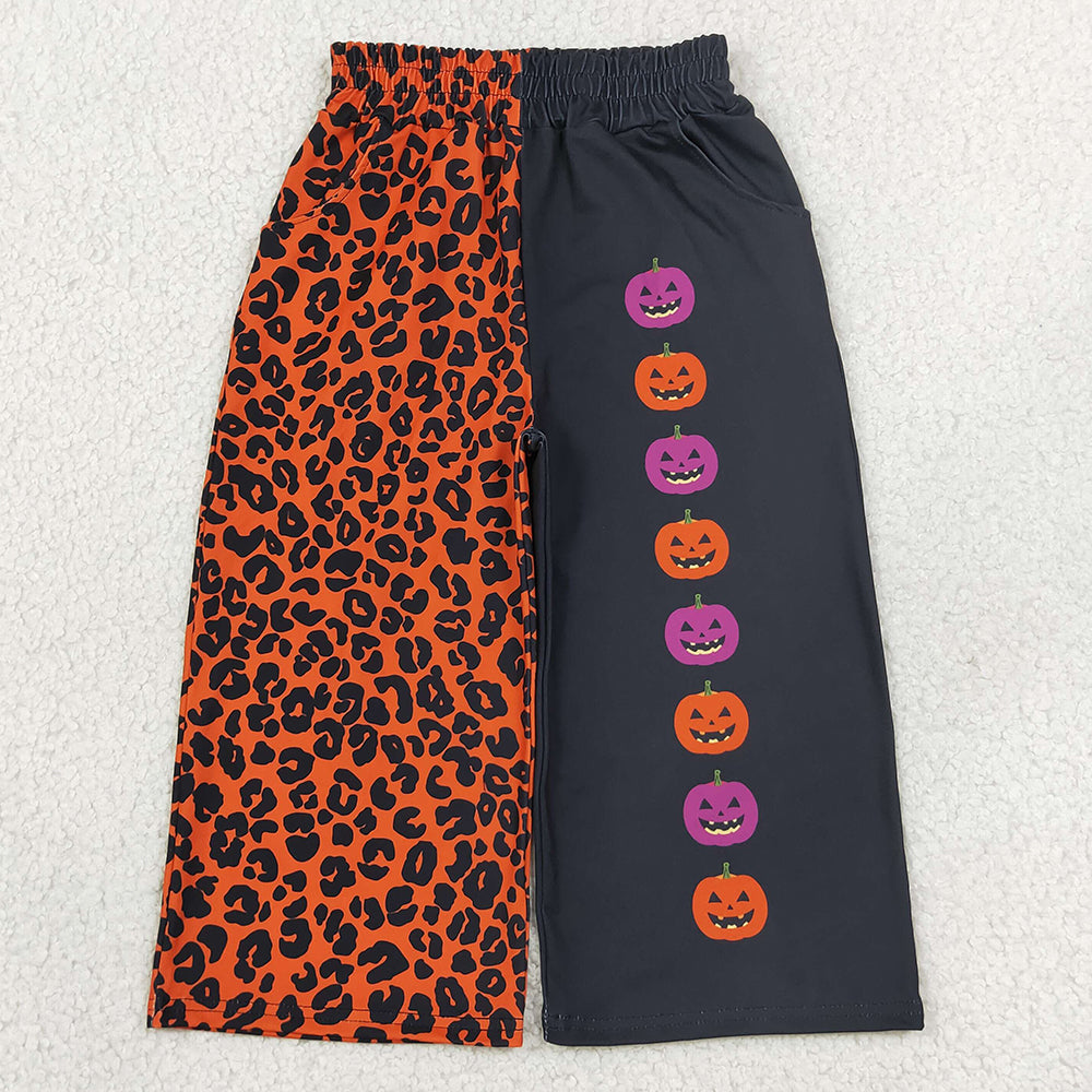 Baby Girls Pants Ghost Pumpkins Leopard Halloween Pockets Flare Pants Bottom P1136