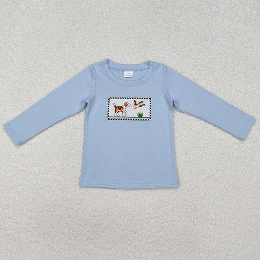 Baby Boys Clothes Tops Blue Dog Duck Hunting Long Sleeve Tee Shirts Tops BT1007