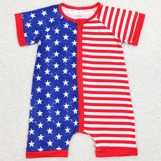 Baby Infant Boys Rompers 4th Of July Star Red Stripes Short Sleeve Rompers SR0673