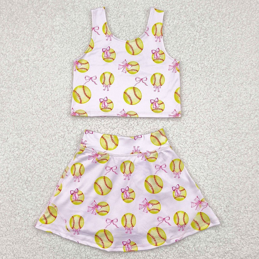 Baby Girls Clothes Softball Bows Athletic Active Wear Top Shorts Skirts Sets GSD2045 4.21