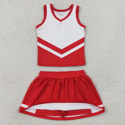 Baby Girls Clothes Red White Stripe Vest Skirt Shorts Team Yoga Active Clothes Sets GSD4198