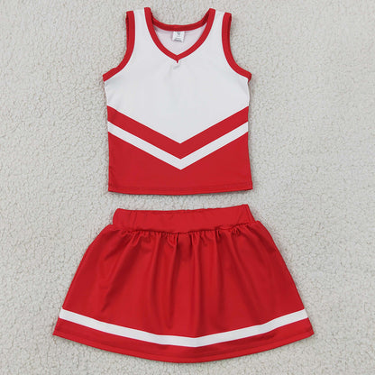 Baby Girls Clothes Red White Stripe Vest Skirt Shorts Team Yoga Active Clothes Sets GSD4198