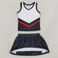 Baby Girls Clothes Black Red Stripe Vest Skirt Shorts Team Yoga Active Clothes Sets GSD4200