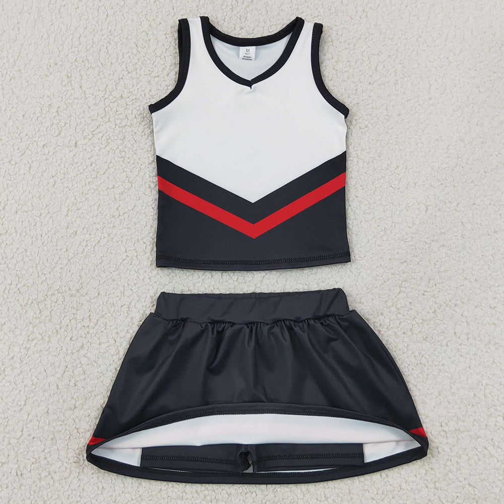 Baby Girls Clothes Black Red Stripe Vest Skirt Shorts Team Yoga Active Clothes Sets GSD4200