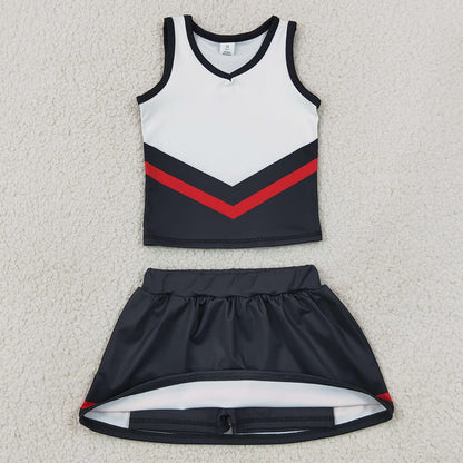 Baby Girls Clothes Black Red Stripe Vest Skirt Shorts Team Yoga Active Clothes Sets GSD4200