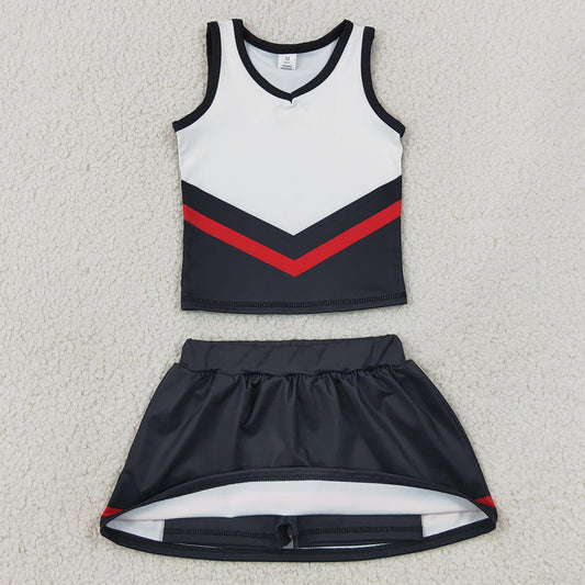 Baby Girls Clothes Black Red Stripe Vest Skirt Shorts Team Yoga Active Clothes Sets GSD4200