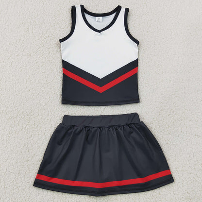 Baby Girls Clothes Black Red Stripe Vest Skirt Shorts Team Yoga Active Clothes Sets GSD4200