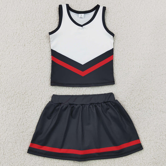 Baby Girls Clothes Black Red Stripe Vest Skirt Shorts Team Yoga Active Clothes Sets GSD4200