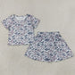 Baby Girls Clothes Short Sleeves Gray Camo Top Skirts Shorts Clothes Set GSD2724