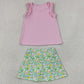 Baby Girls Clothes Pink Cotton Tunic Sea Plants Yoga Active Skirt Short Clothes Set GSD4217