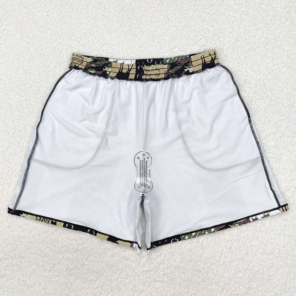 Adult Man Swim Trunks Green Deers Camouflage Pockets Bottom Trunks Shorts Swimwear S0466