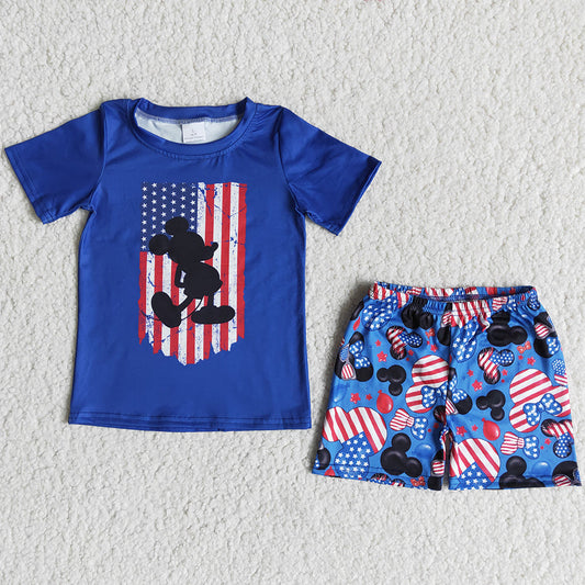 Boutique Baby Boys Clothes Summer Short Sleeve Kids Clothes July 4th Boys Outfits B1-13