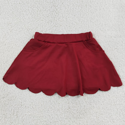 Baby Girls Skirts Maroon Scallop Yoga Active Skirt Shorts Bottom GLK0304