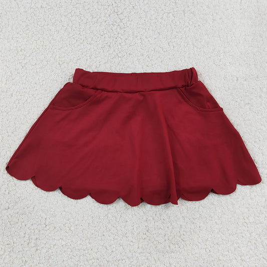 Baby Girls Skirts Maroon Scallop Yoga Active Skirt Shorts Bottom GLK0304