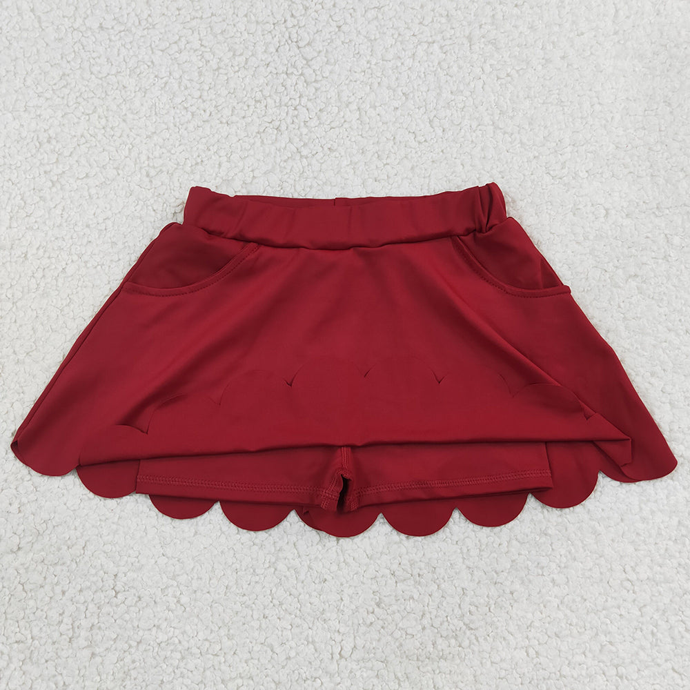 Baby Girls Skirts Maroon Scallop Yoga Active Skirt Shorts Bottom GLK0304