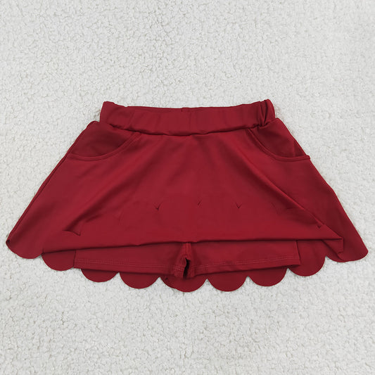 Baby Girls Skirts Maroon Scallop Yoga Active Skirt Shorts Bottom GLK0304