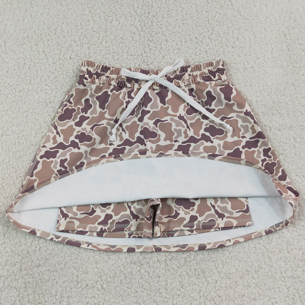Adult Women Skirts Southern Khaki Camo Yoga Active Skirt Short Bottom GLK0314