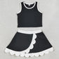 Baby Girls Dress Black Crop Vest Scallop Skirt Yoga Active Clothes Sets GSD4029