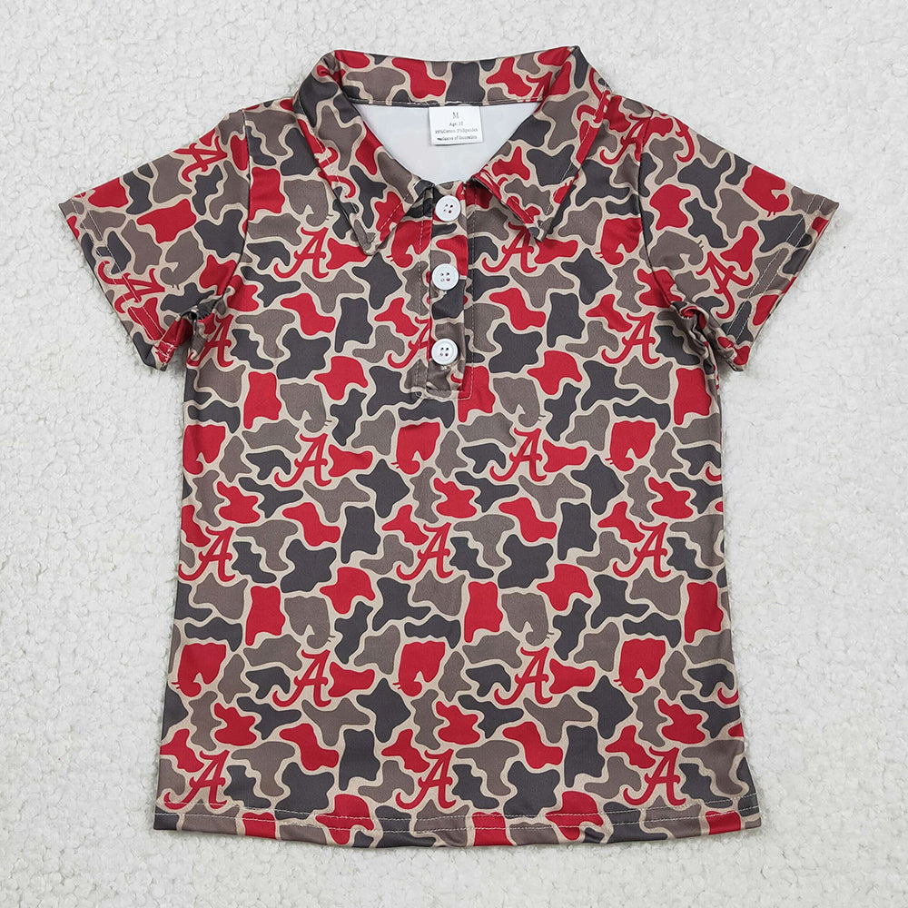 Baby Boys Clothes Short Sleeve Camo A Team Button Polo Shirts Top BT1698