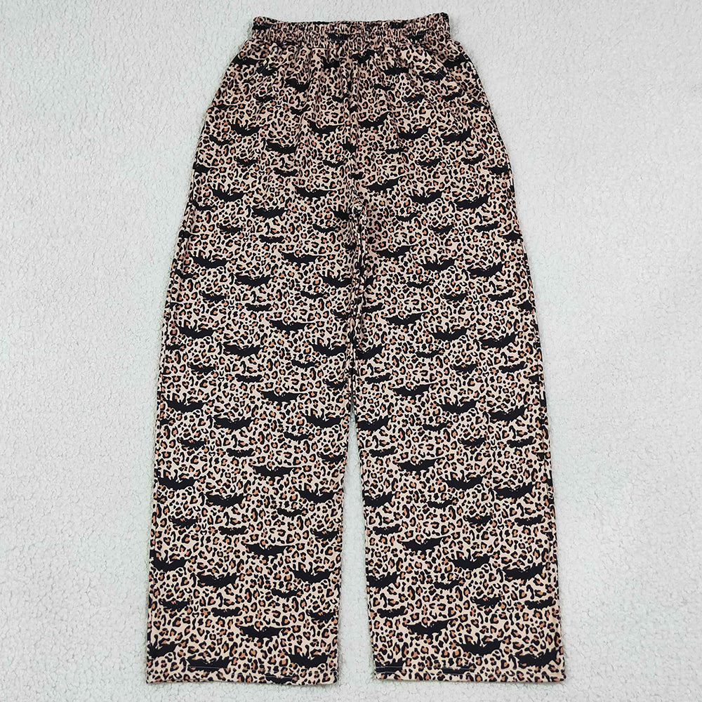 Adult Women Pants Bats Leopard Halloween Pockets Flare Pants Bottom P1129