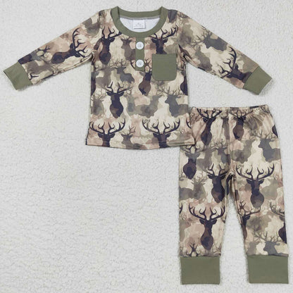 Boutique Girls Pajamas Deer Print Sibling Sleepwear Boys Nightwear BLP0332 GLP0747